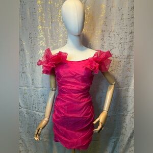 Fashion Nova Fuchsia Ruffle Mini Dress